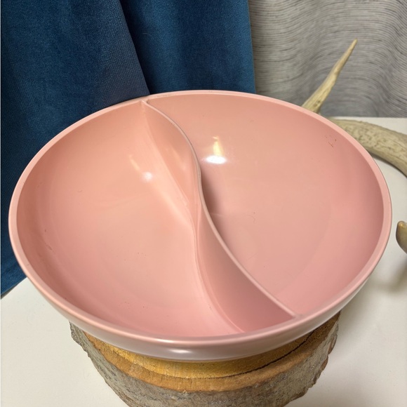 Vintage MCM Pink Melamine PM815A-4 Divided Round Serving Bowl - Picture 2 of 4